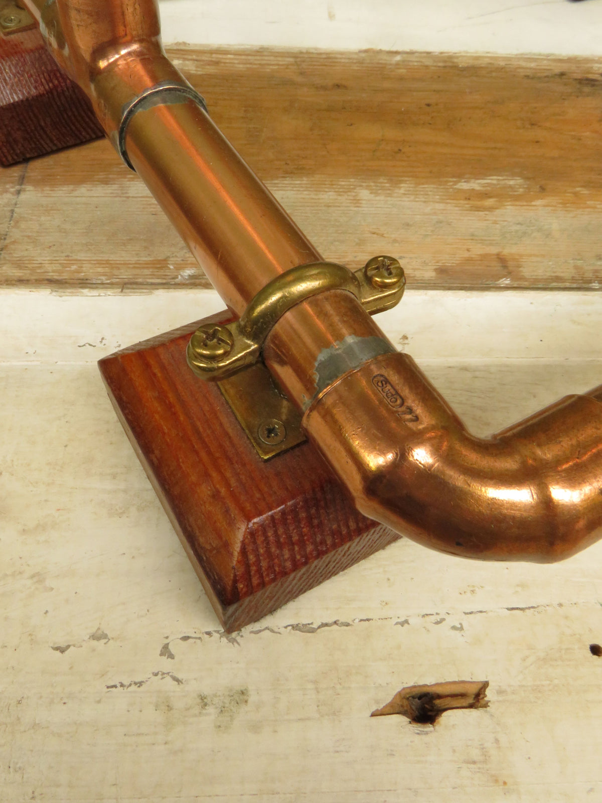 Large Handmade Industrial Steampunk Copper and Wood Table Lamp