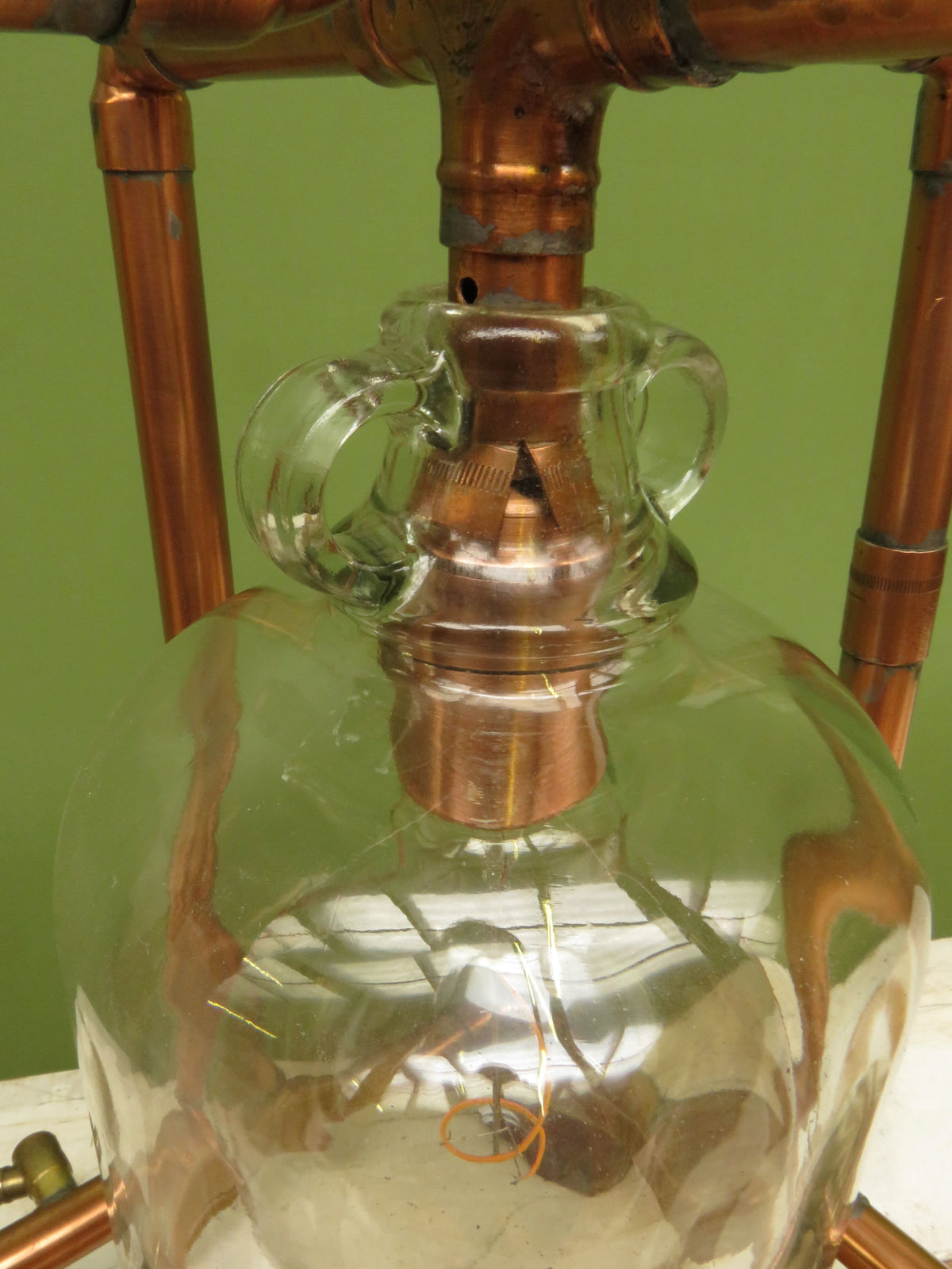Large Handmade Industrial Steampunk Copper and Wood Table Lamp