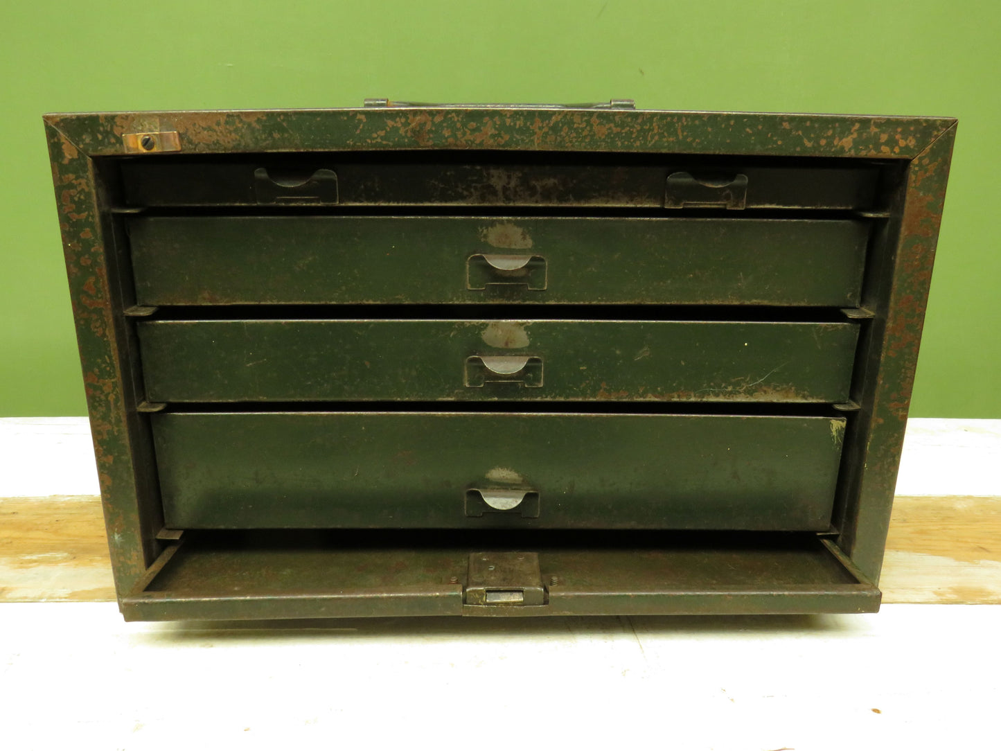Vintage ENOX Engineers Green Metal Tool Chest Cabinet