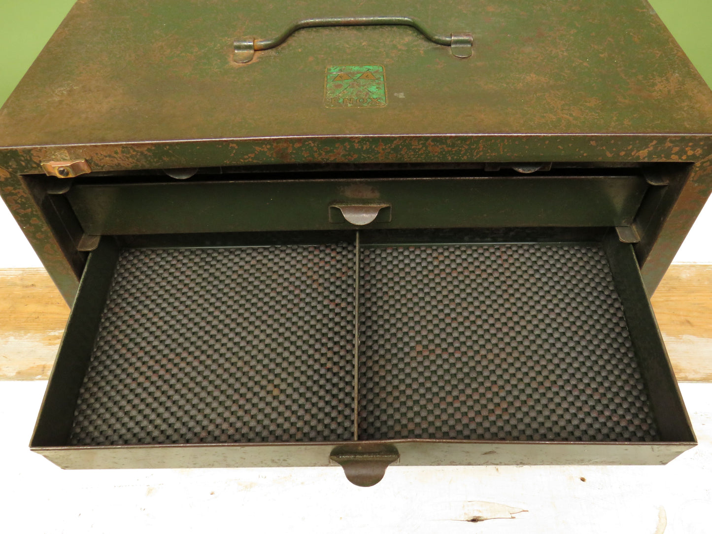 Vintage ENOX Engineers Green Metal Tool Chest Cabinet