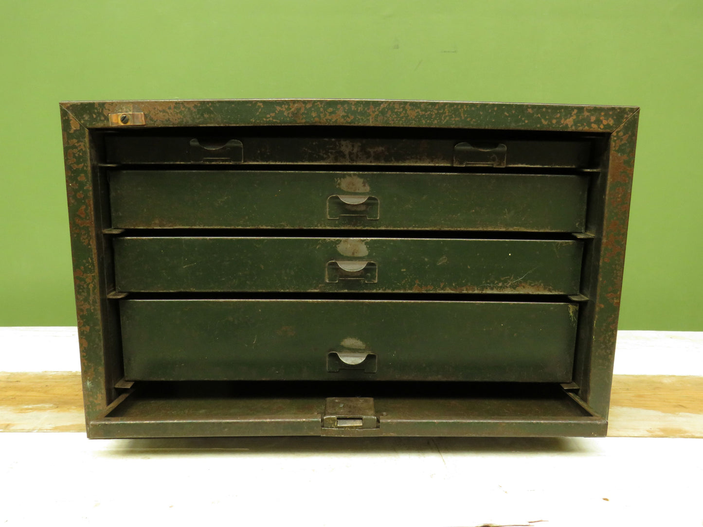 Vintage ENOX Engineers Green Metal Tool Chest Cabinet