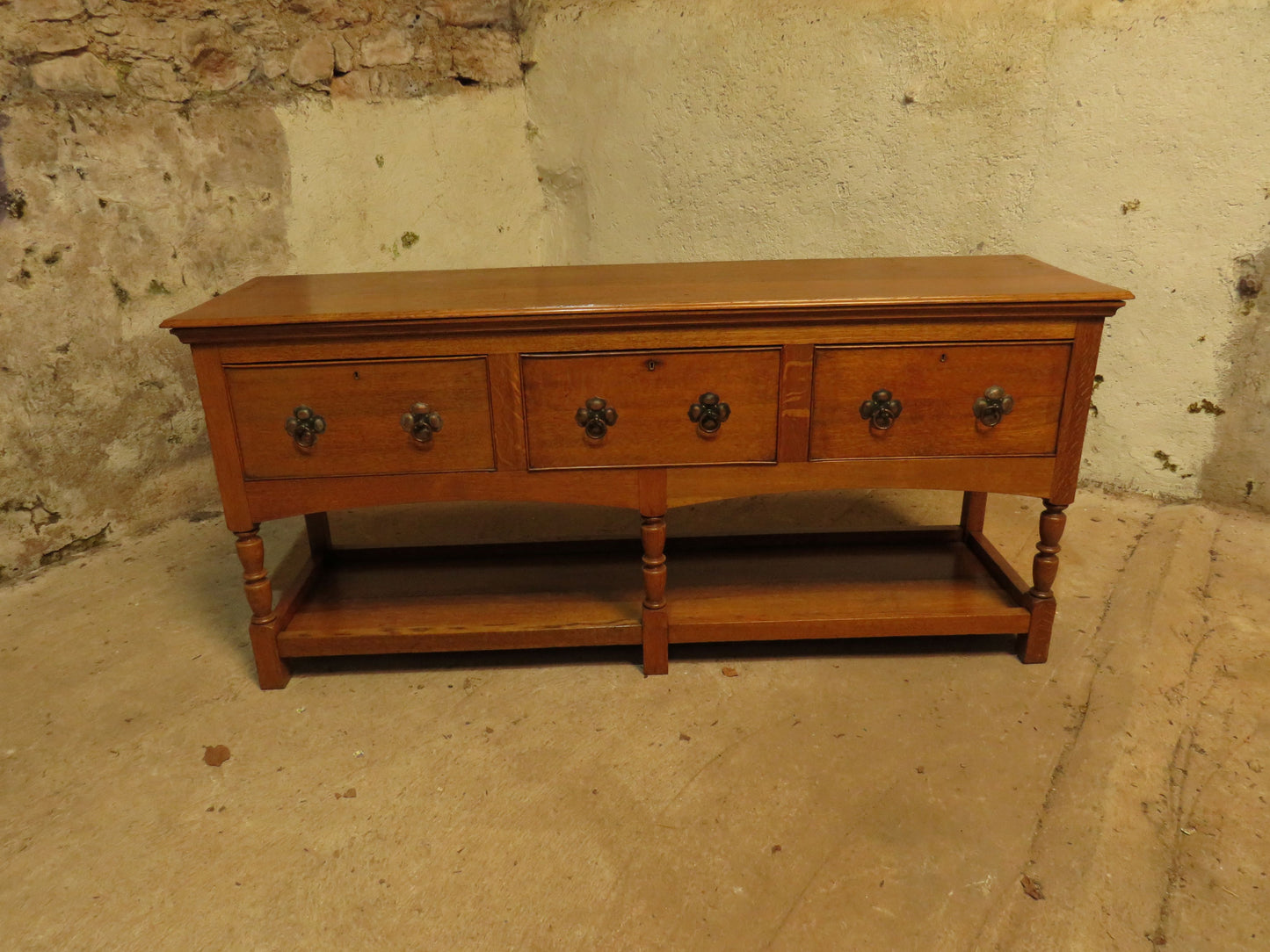 Substantial Arts & Crafts Golden Oak Dresser in two parts