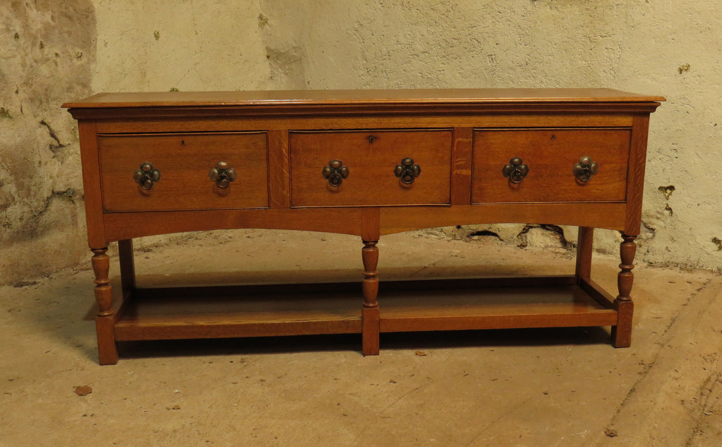 Substantial Arts & Crafts Golden Oak Dresser in two parts