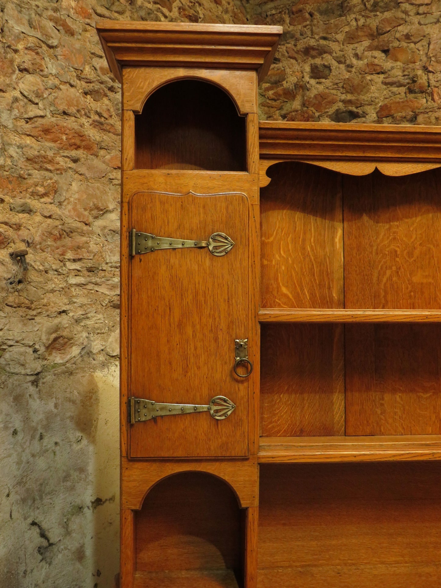 Substantial Arts & Crafts Golden Oak Dresser in two parts