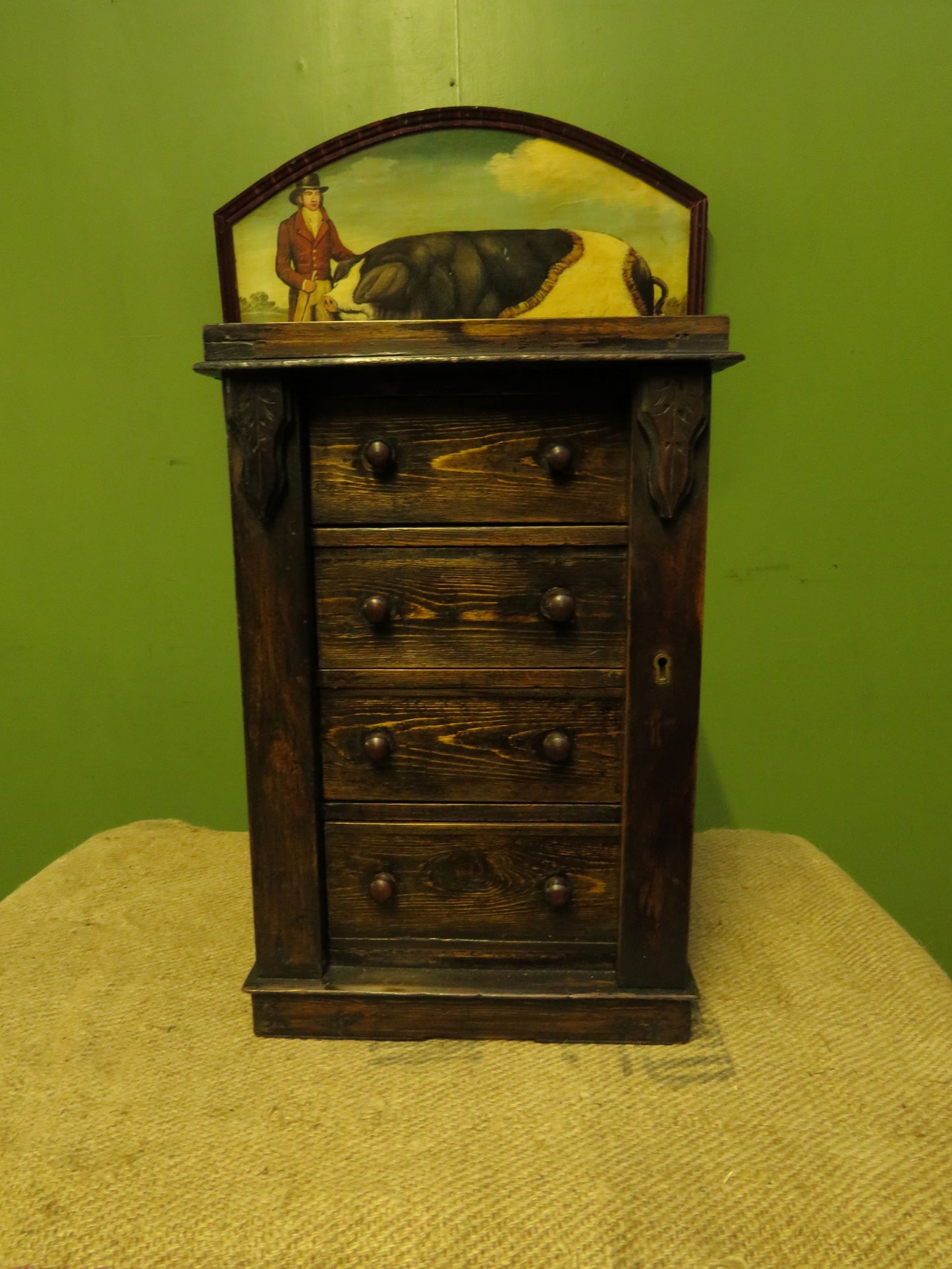 Antique Miniature Apprentice piece Wellington Chest