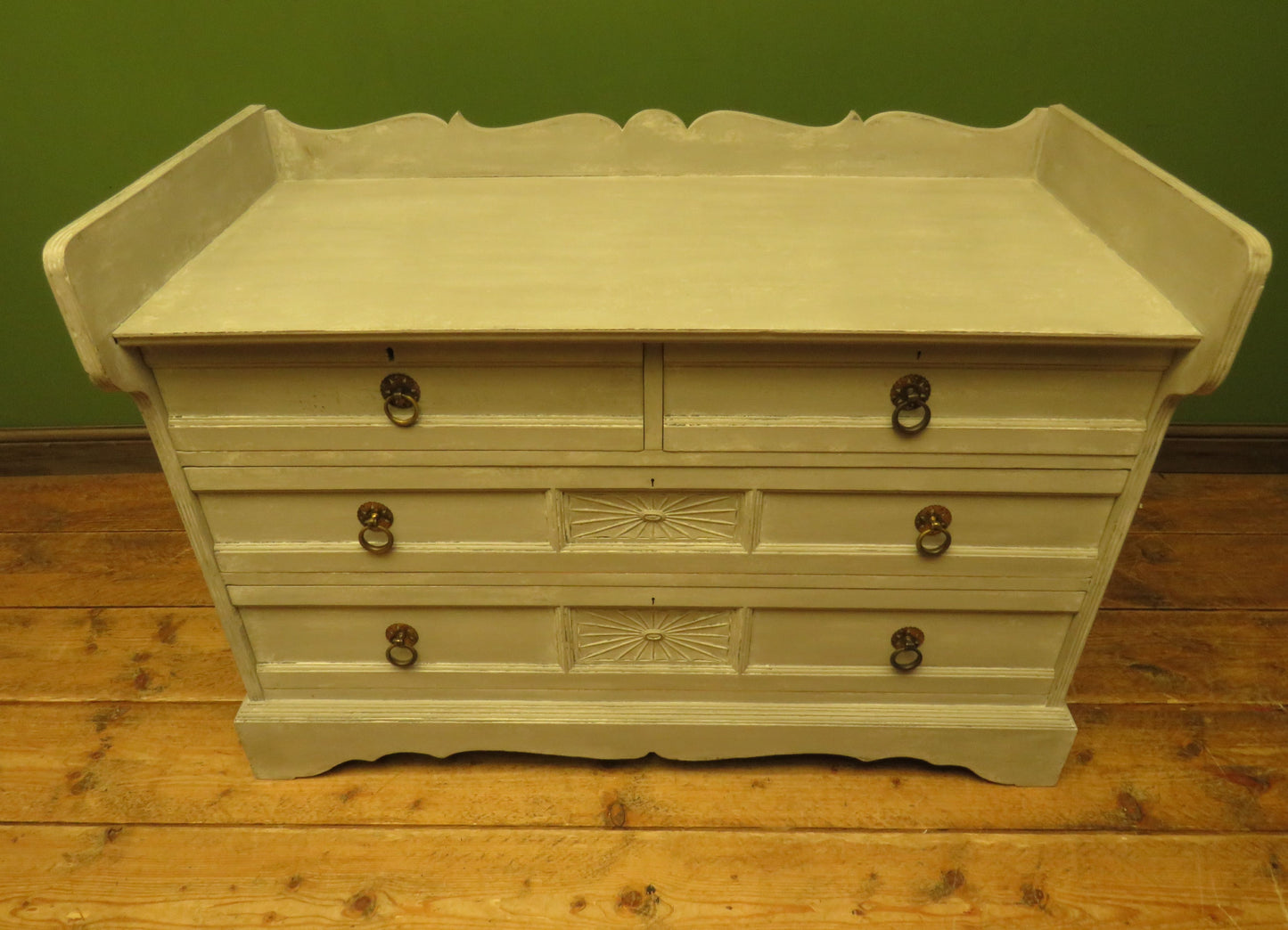 Antique Gustavian Style Hand Painted Grey Washstand Chest of Drawers