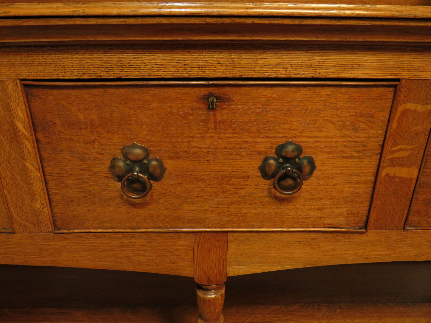 Substantial Arts & Crafts Golden Oak Dresser in two parts
