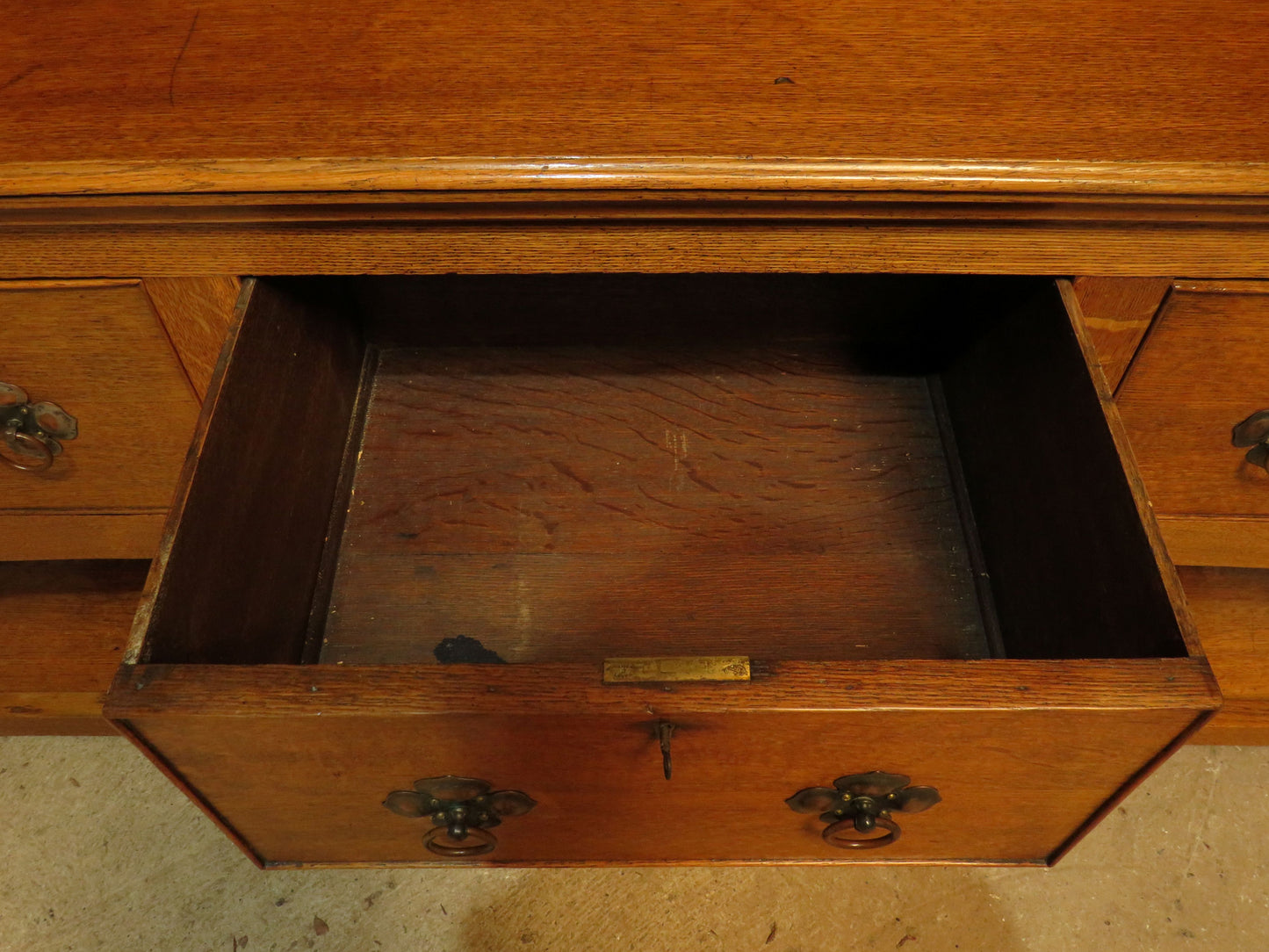 Substantial Arts & Crafts Golden Oak Dresser in two parts