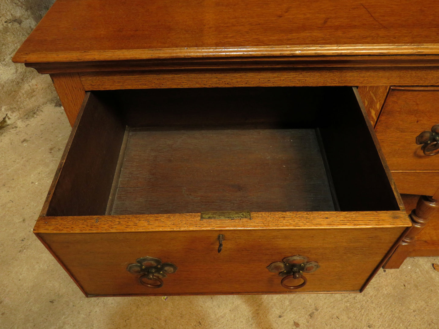Substantial Arts & Crafts Golden Oak Dresser in two parts