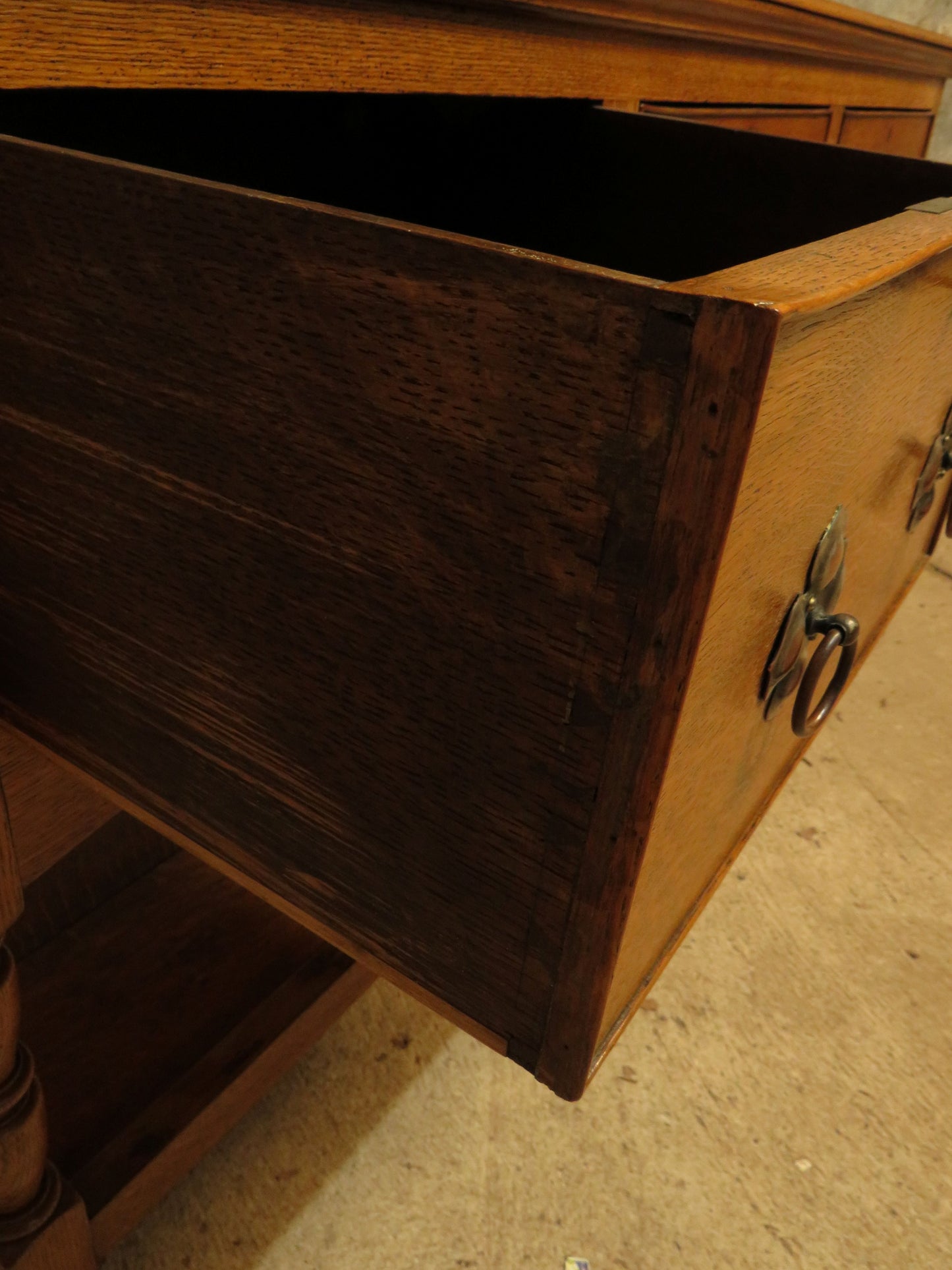 Substantial Arts & Crafts Golden Oak Dresser in two parts