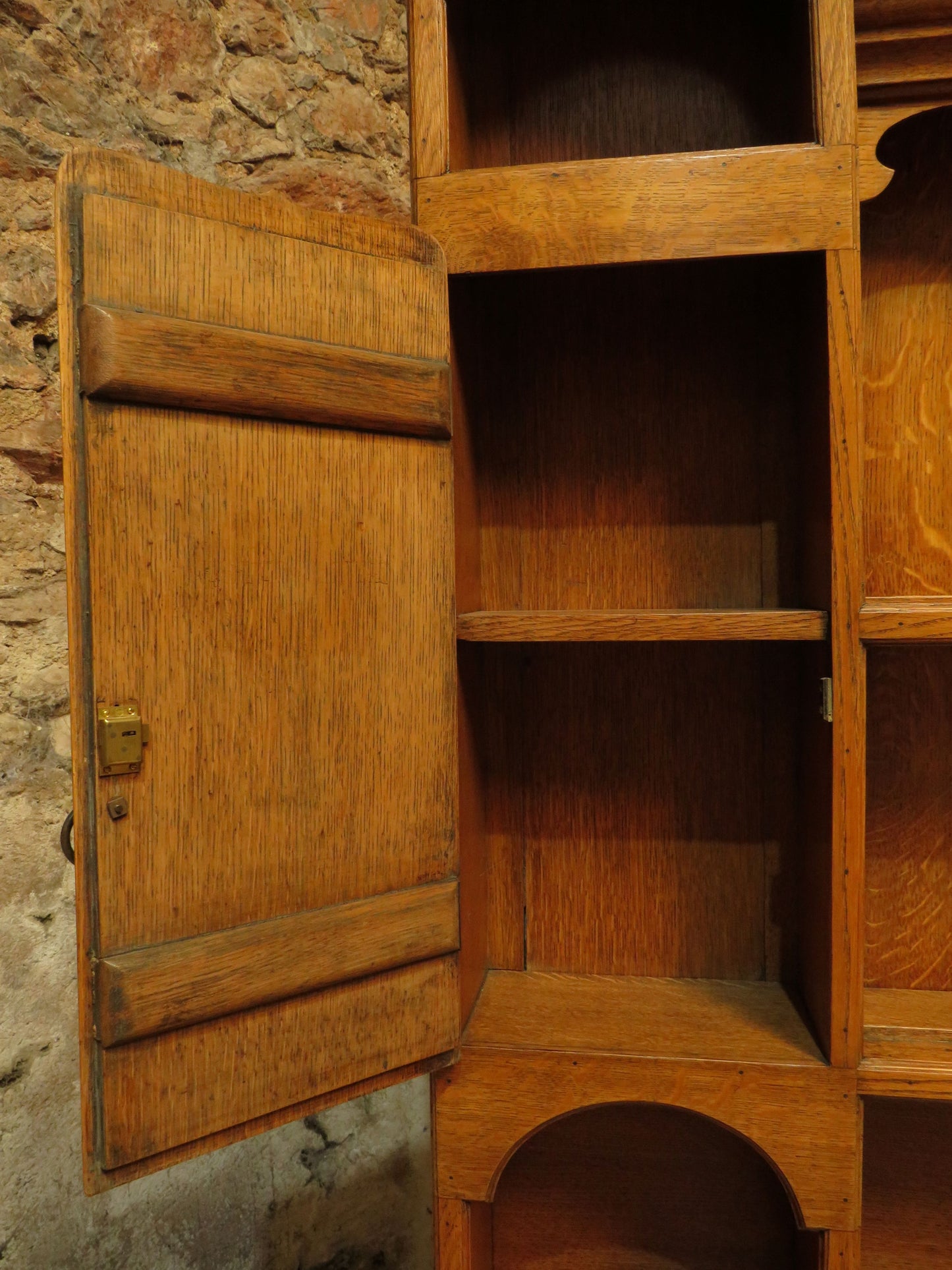 Substantial Arts & Crafts Golden Oak Dresser in two parts