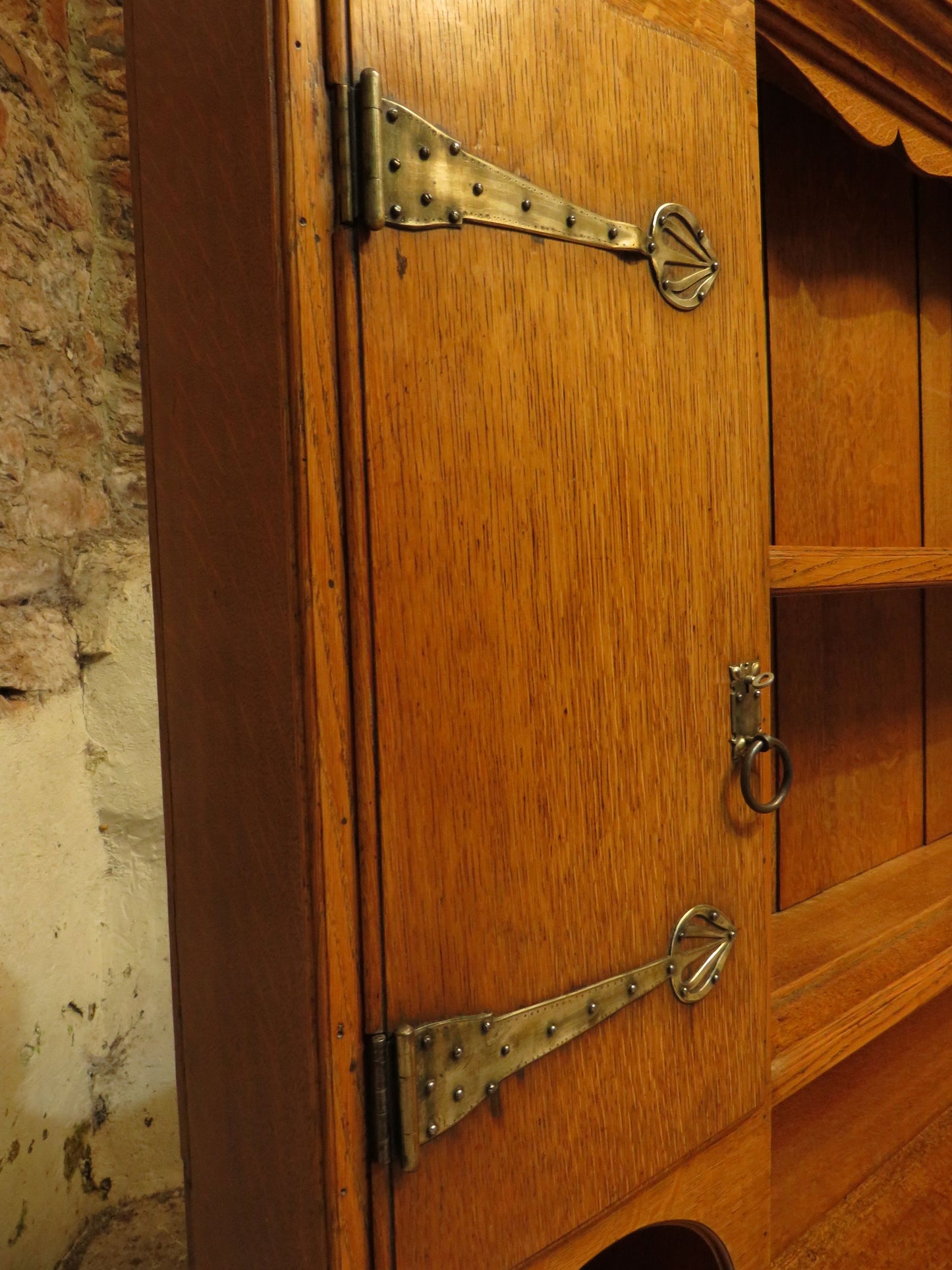 Substantial Arts & Crafts Golden Oak Dresser in two parts