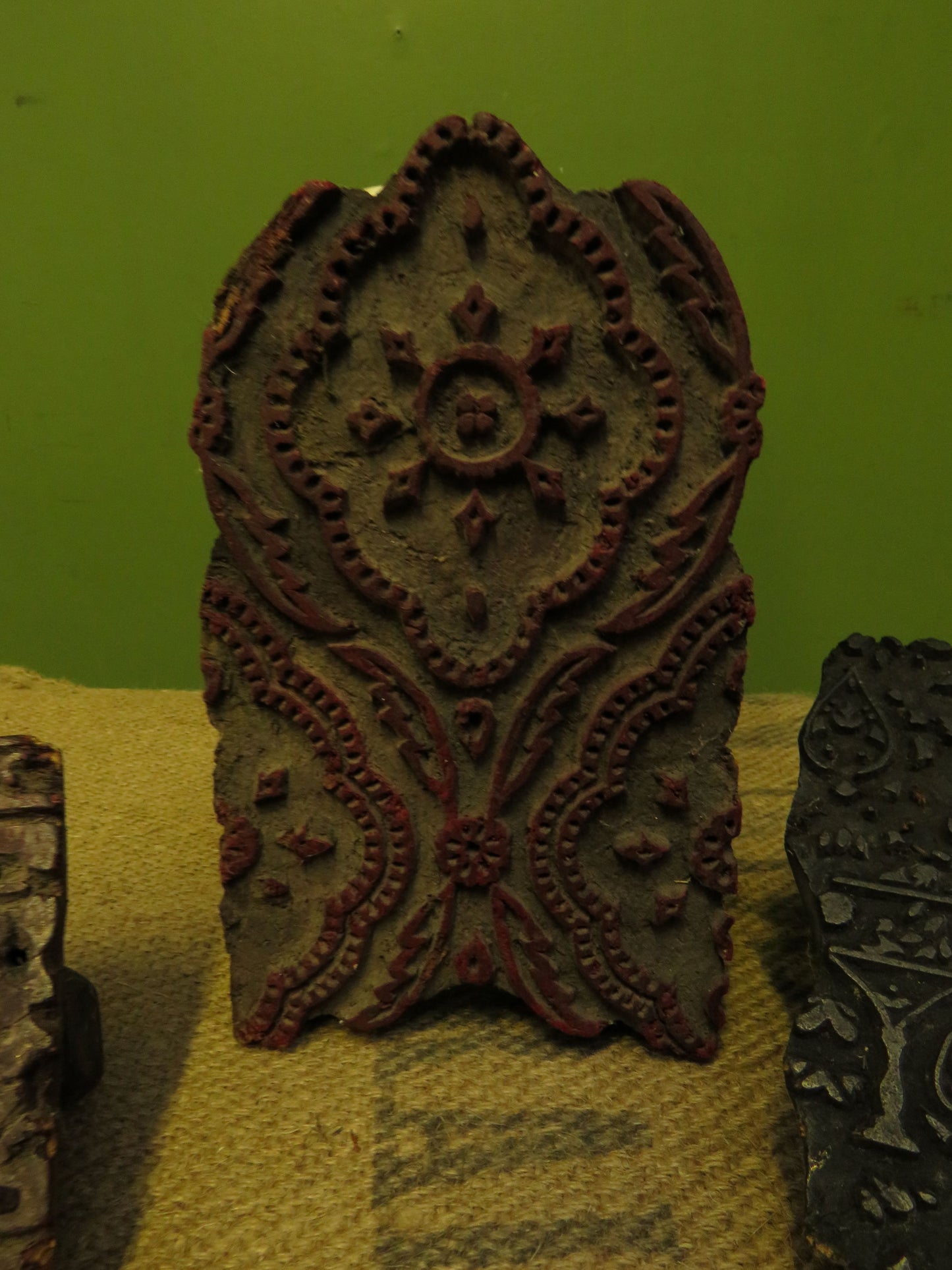 Indian Wooden Fabric Printing Blocks x 3