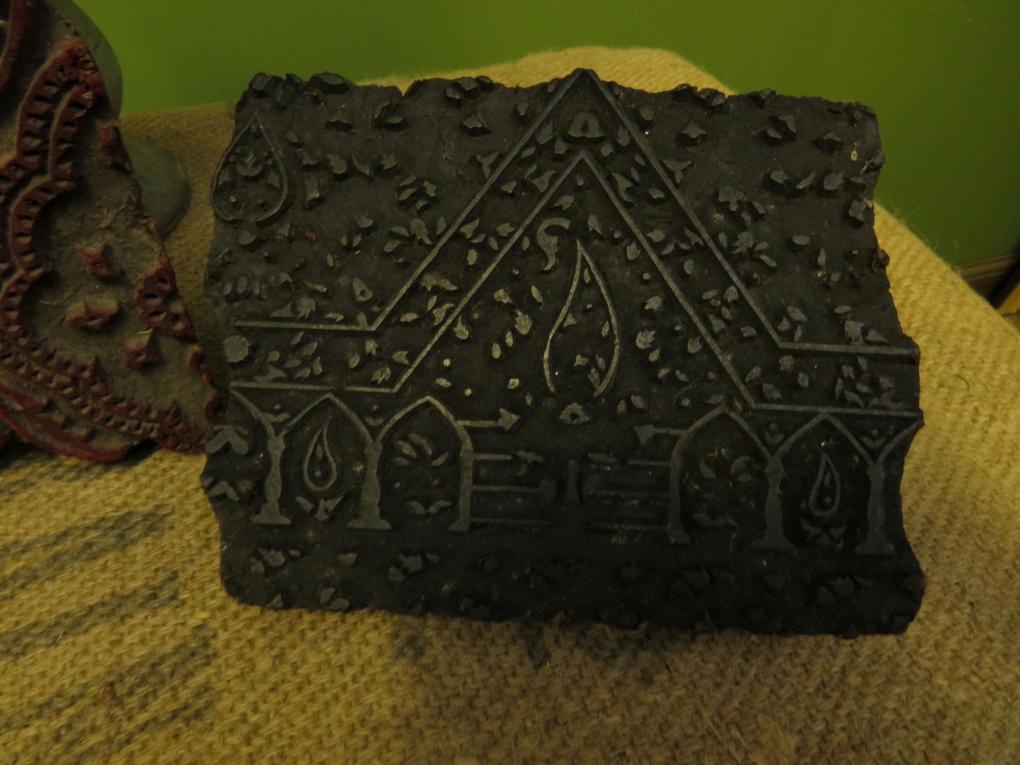 Indian Wooden Fabric Printing Blocks x 3