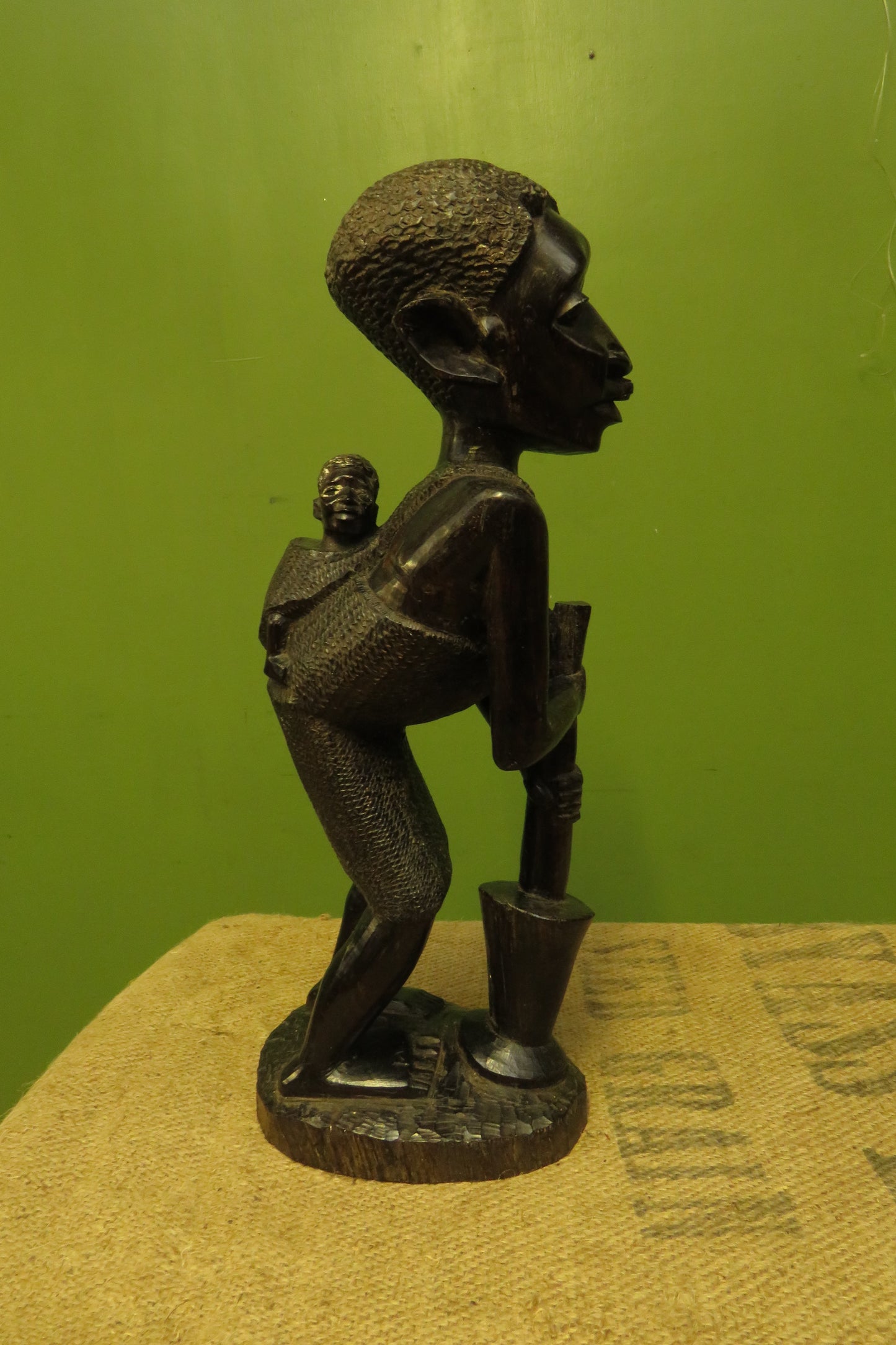 African Carved Ebony Figure of Mother & Child