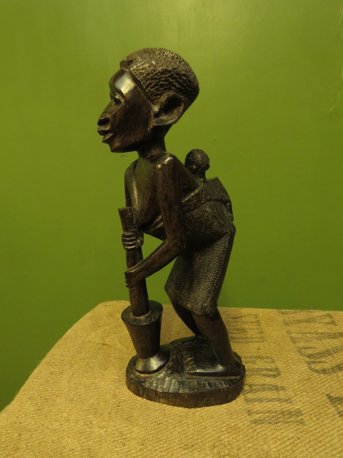 African Carved Ebony Figure of Mother & Child