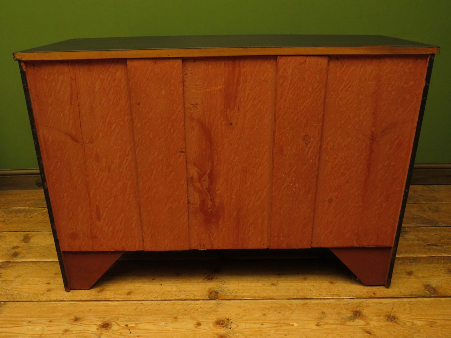 Black and Wood Bow front Chest of Drawers