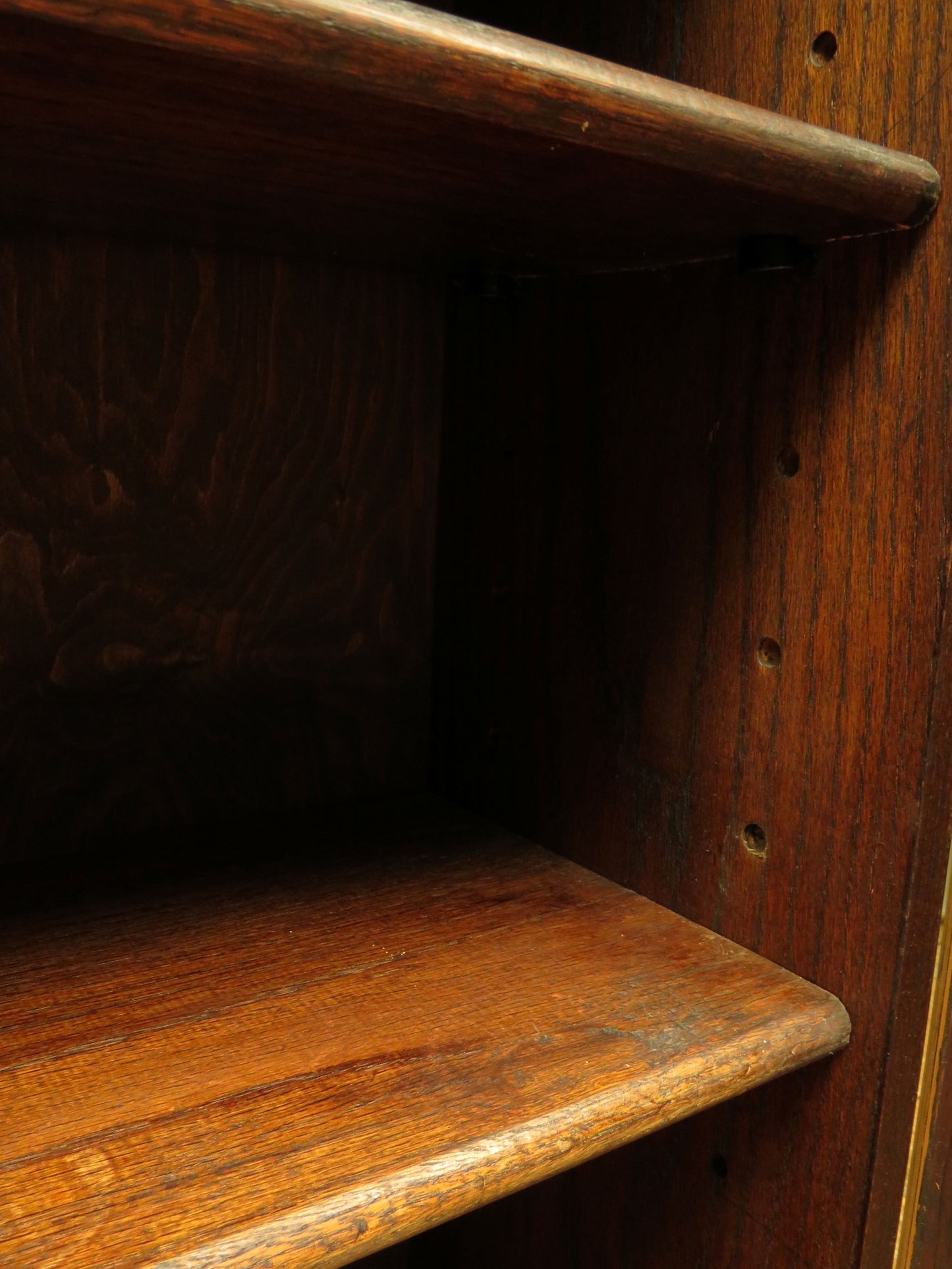 Antique Stripped Oak Bookcase Cabinet with Lockable doors