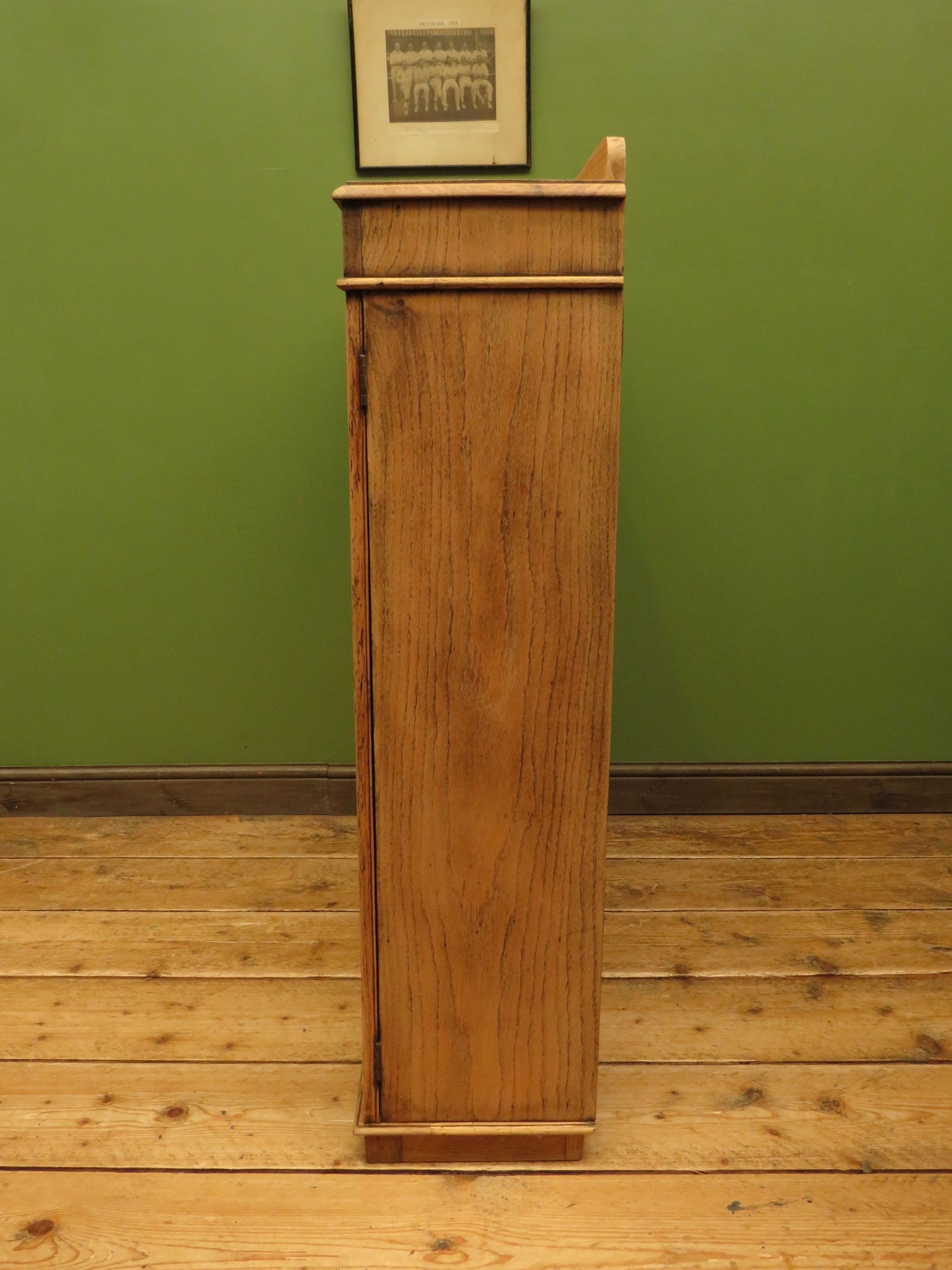 Antique Stripped Oak Bookcase Cabinet with Lockable doors