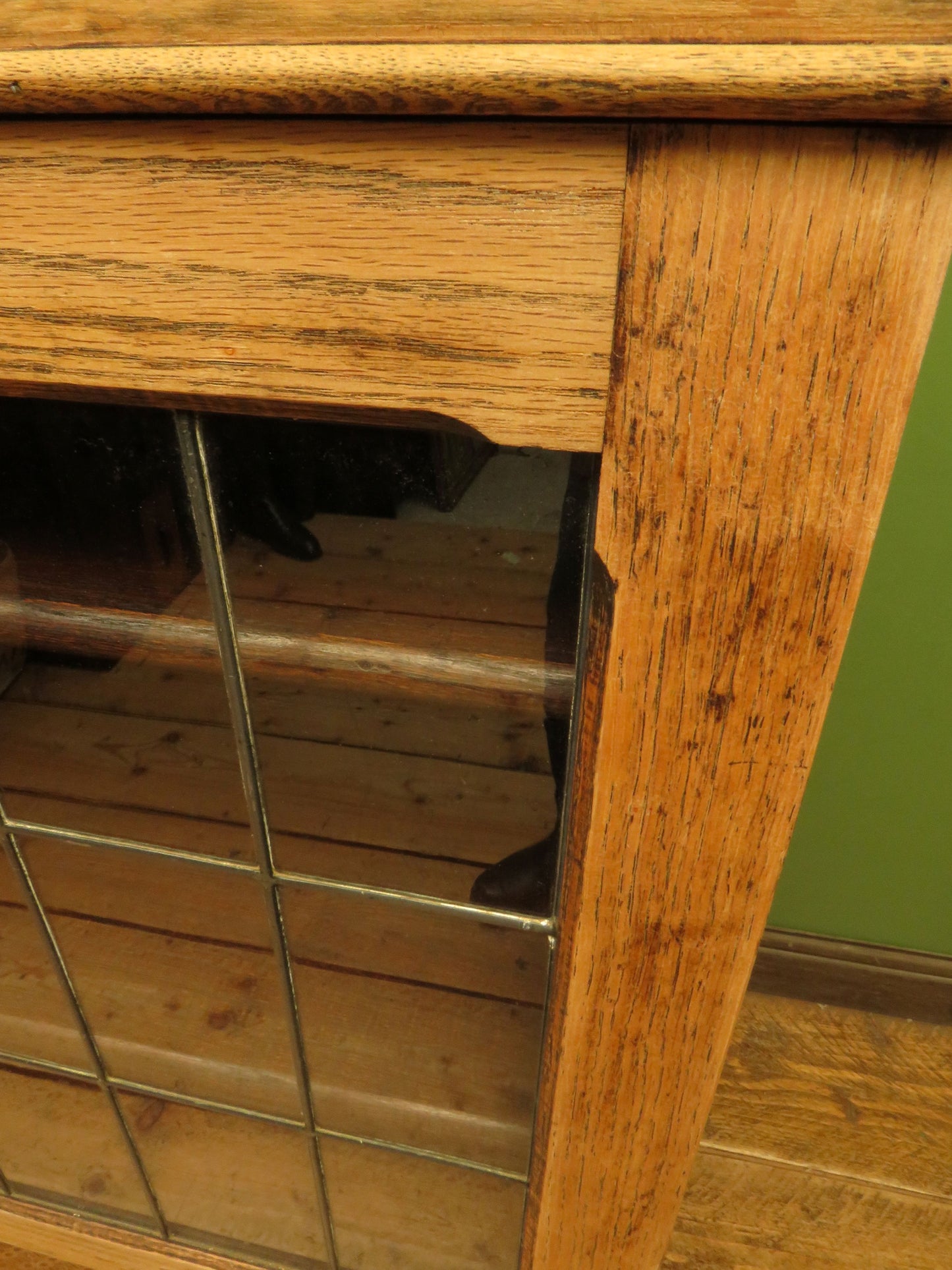 Antique Stripped Oak Bookcase Cabinet with Lockable doors