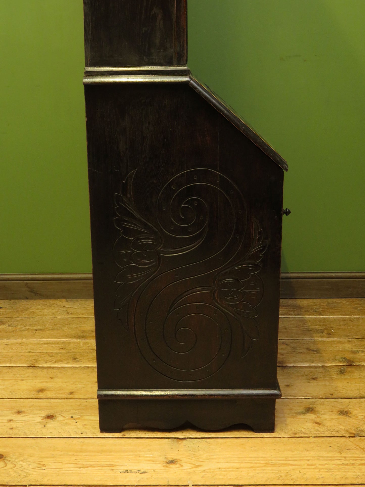 Gothic Ebonized Oak Green Man Bureau Bookcase