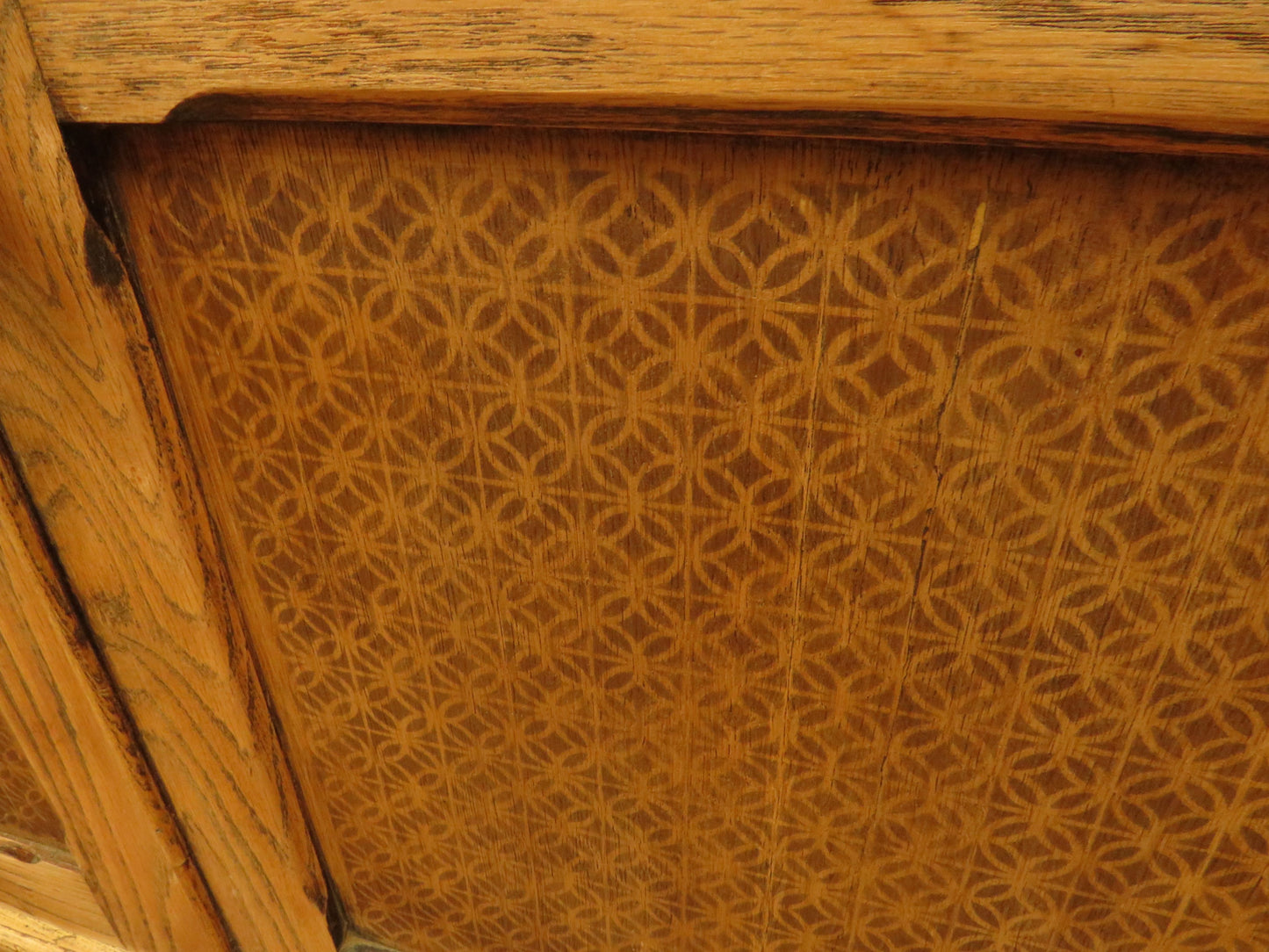 Antique Stripped Oak Bookcase Cabinet with Lockable doors