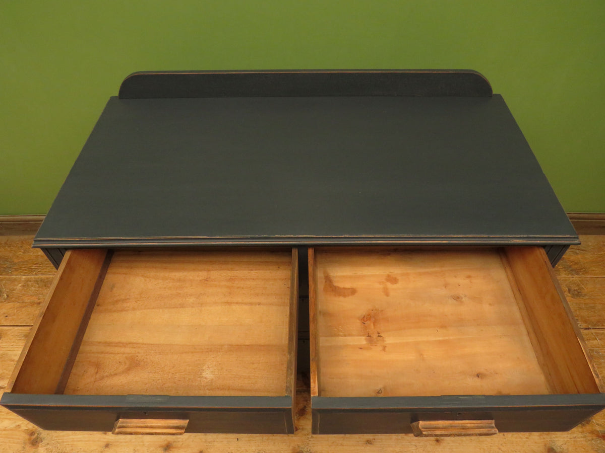 Art Deco Painted Black Chest of Drawers with stylised wooden handles