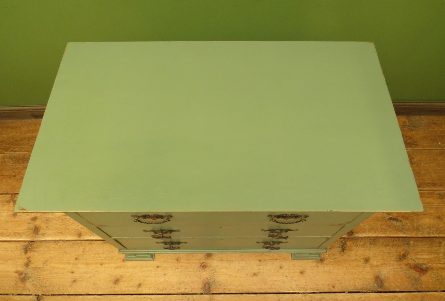 Green Painted Oak Chest of Drawers