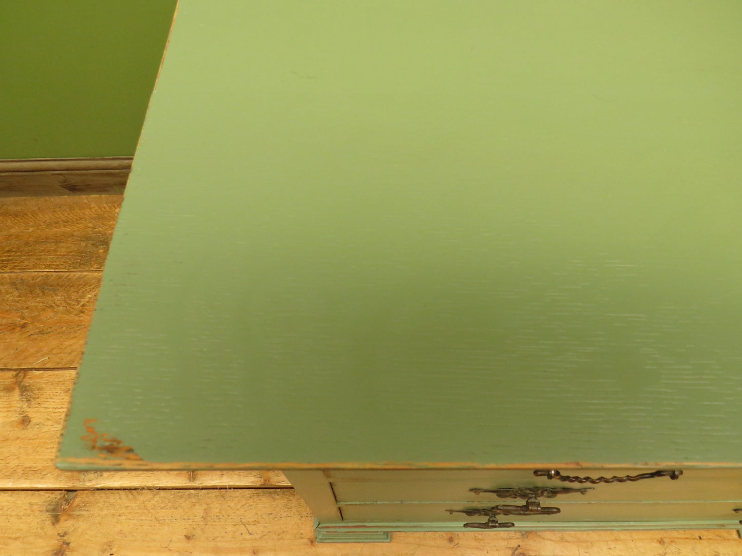 Green Painted Oak Chest of Drawers