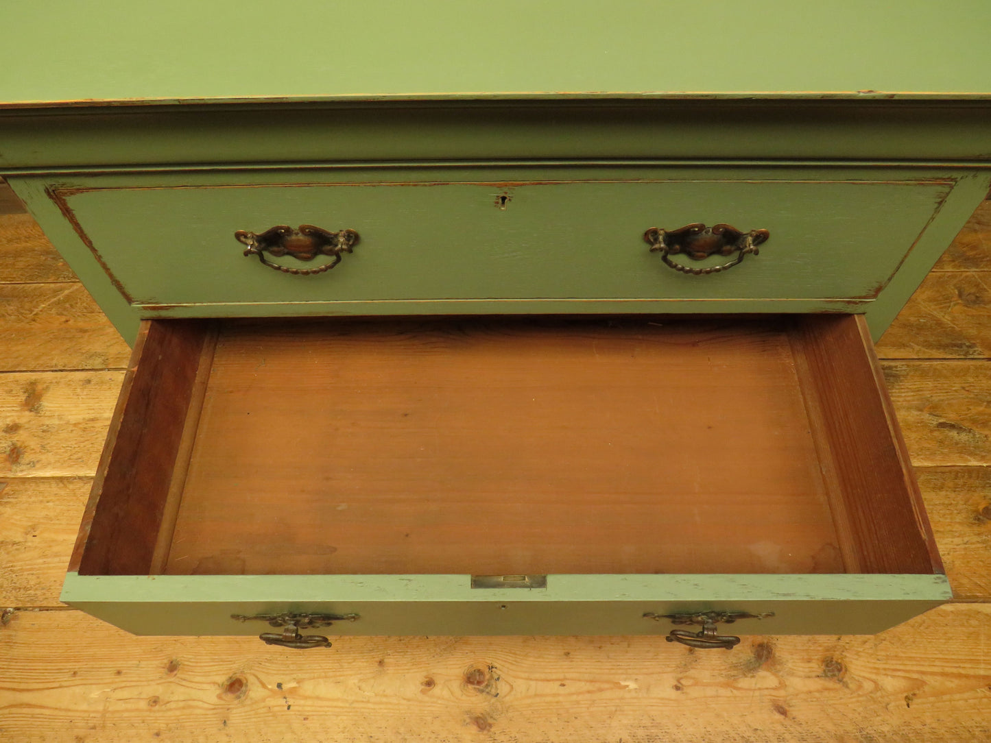 Green Painted Oak Chest of Drawers