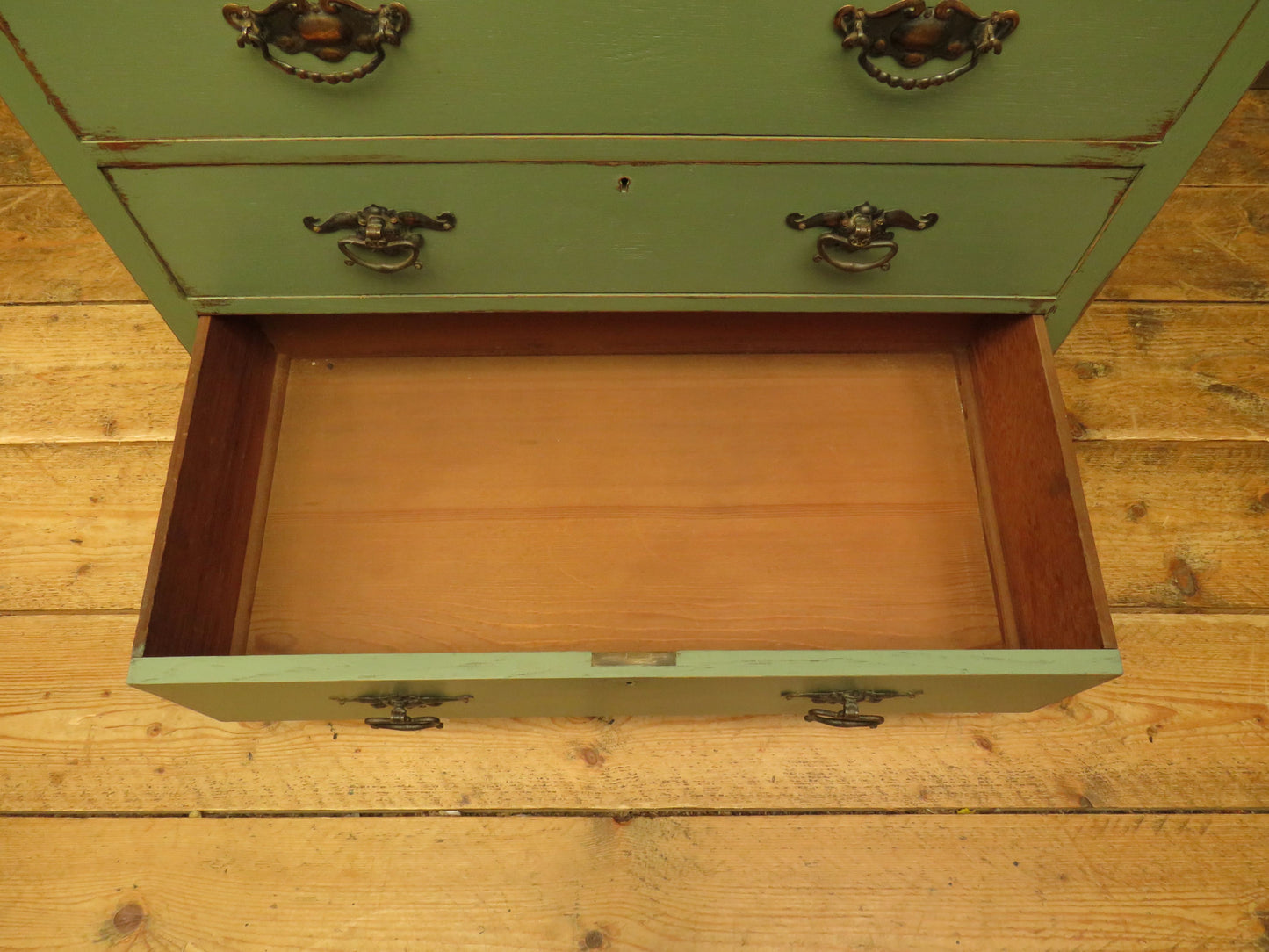 Green Painted Oak Chest of Drawers