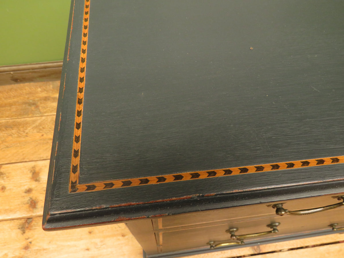 Black Painted Chest of Drawers with Intricate Inlaid Detailing