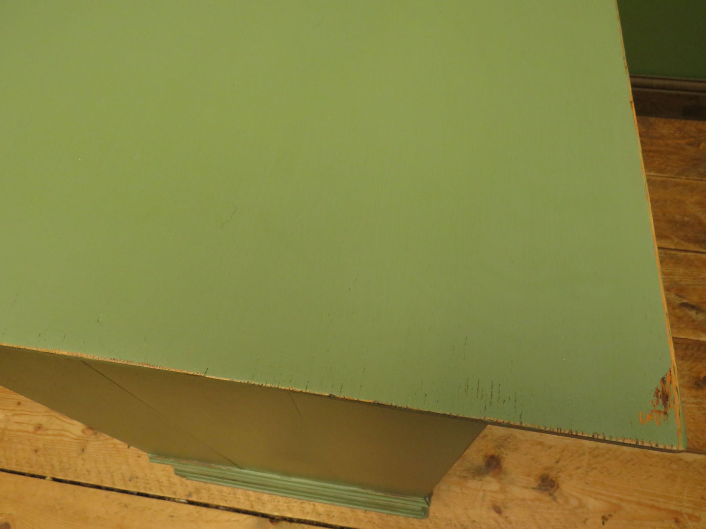 Green Painted Oak Chest of Drawers