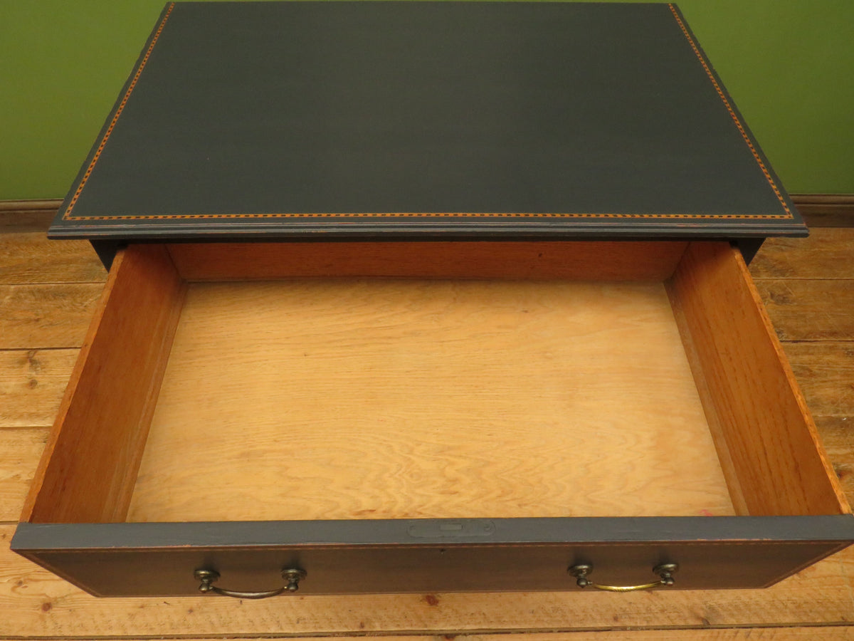 Black Painted Chest of Drawers with Intricate Inlaid Detailing