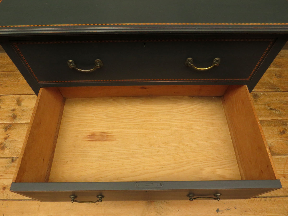 Black Painted Chest of Drawers with Intricate Inlaid Detailing