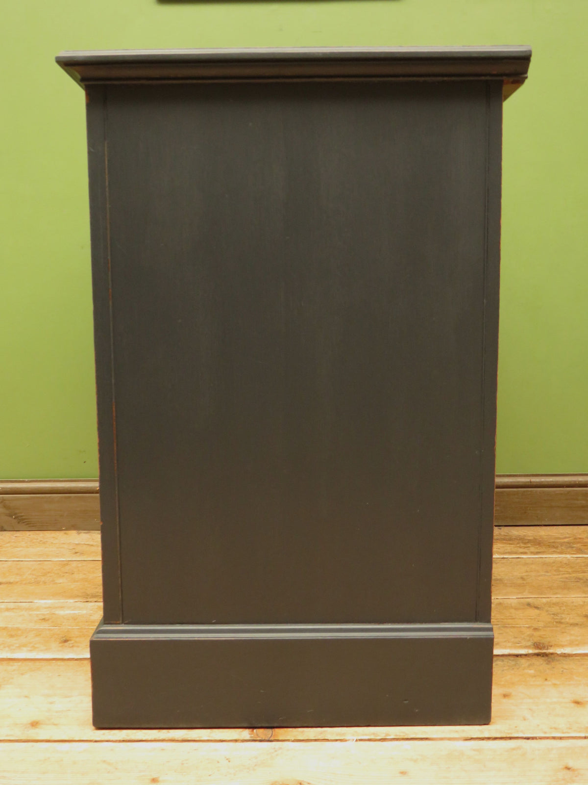 Black Painted Chest of Drawers with Intricate Inlaid Detailing