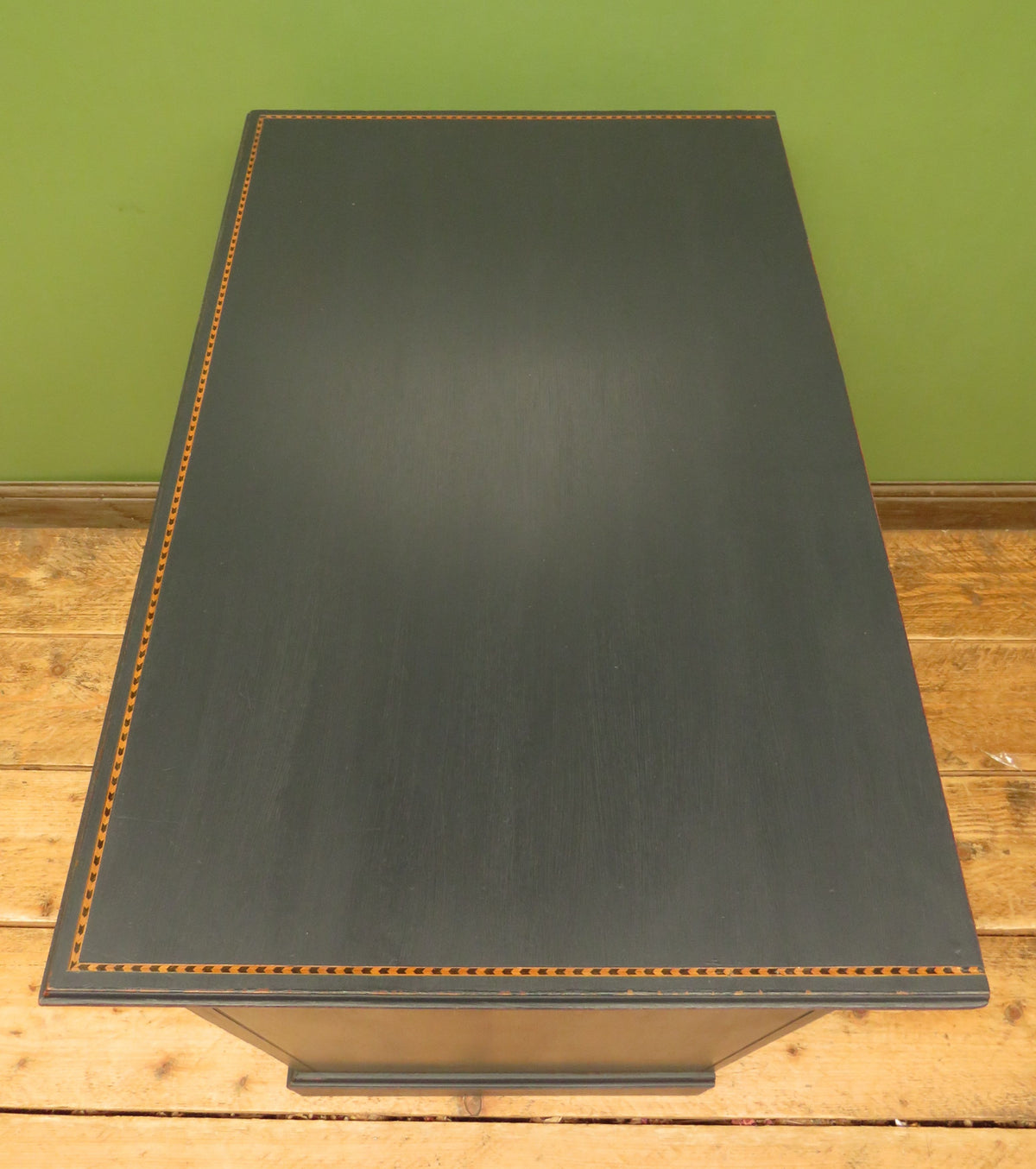 Black Painted Chest of Drawers with Intricate Inlaid Detailing