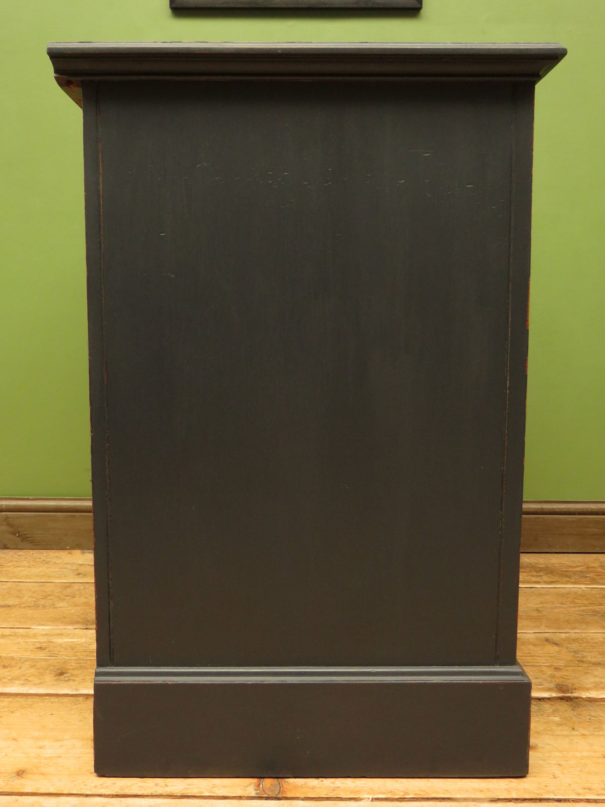 Black Painted Chest of Drawers with Intricate Inlaid Detailing
