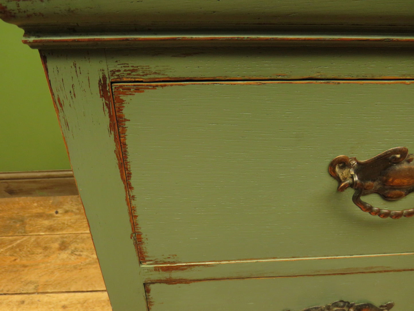 Green Painted Oak Chest of Drawers