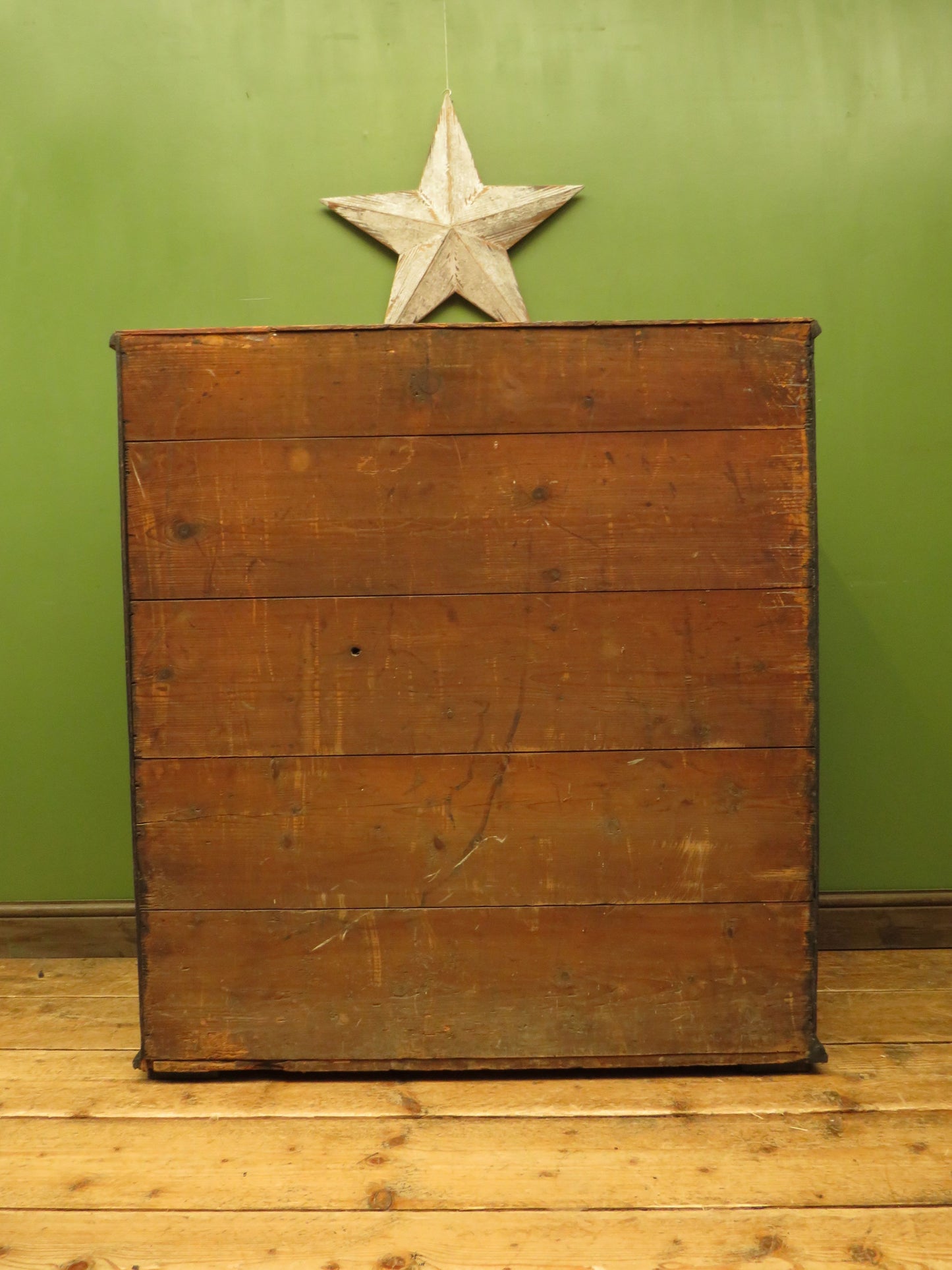 Large Antique Black Chest of Drawers with Wooden top