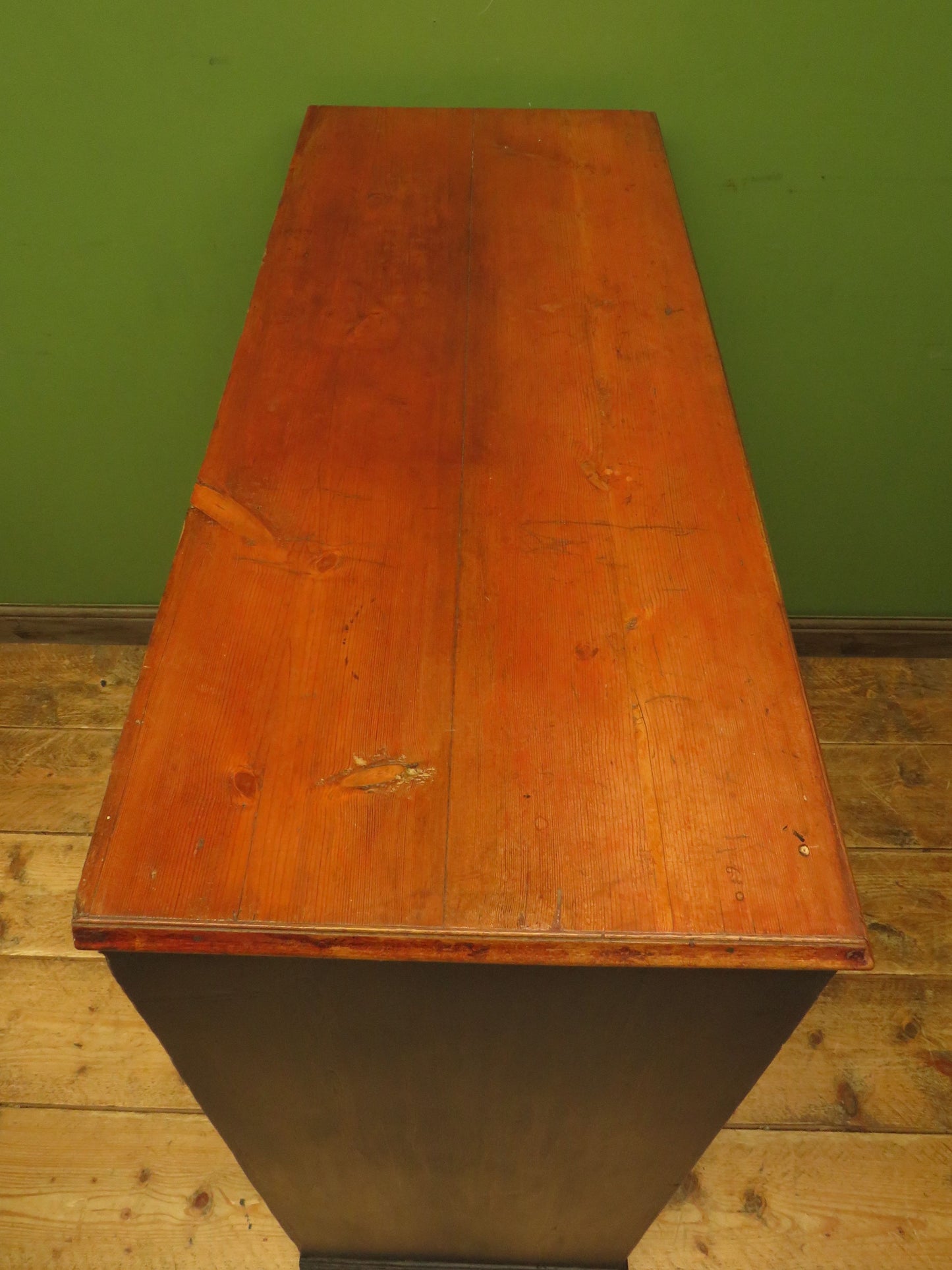 Large Antique Black Chest of Drawers with Wooden top