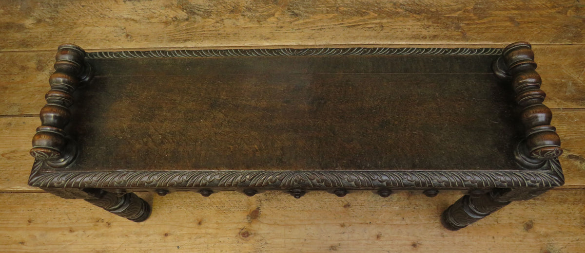 Victorian Carved Oak Window Seat Bench c.1880 Antique Hall Bench