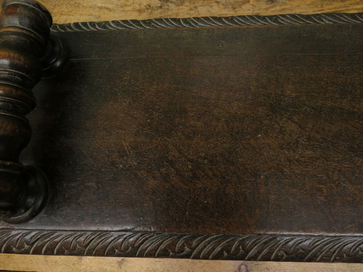 Victorian Carved Oak Window Seat Bench c.1880 Antique Hall Bench