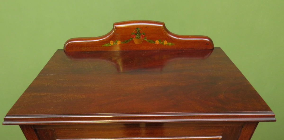 Antique Edwardian Mahogany Glazed Display Cabinet Bookcase with hand-painted flower decoration
