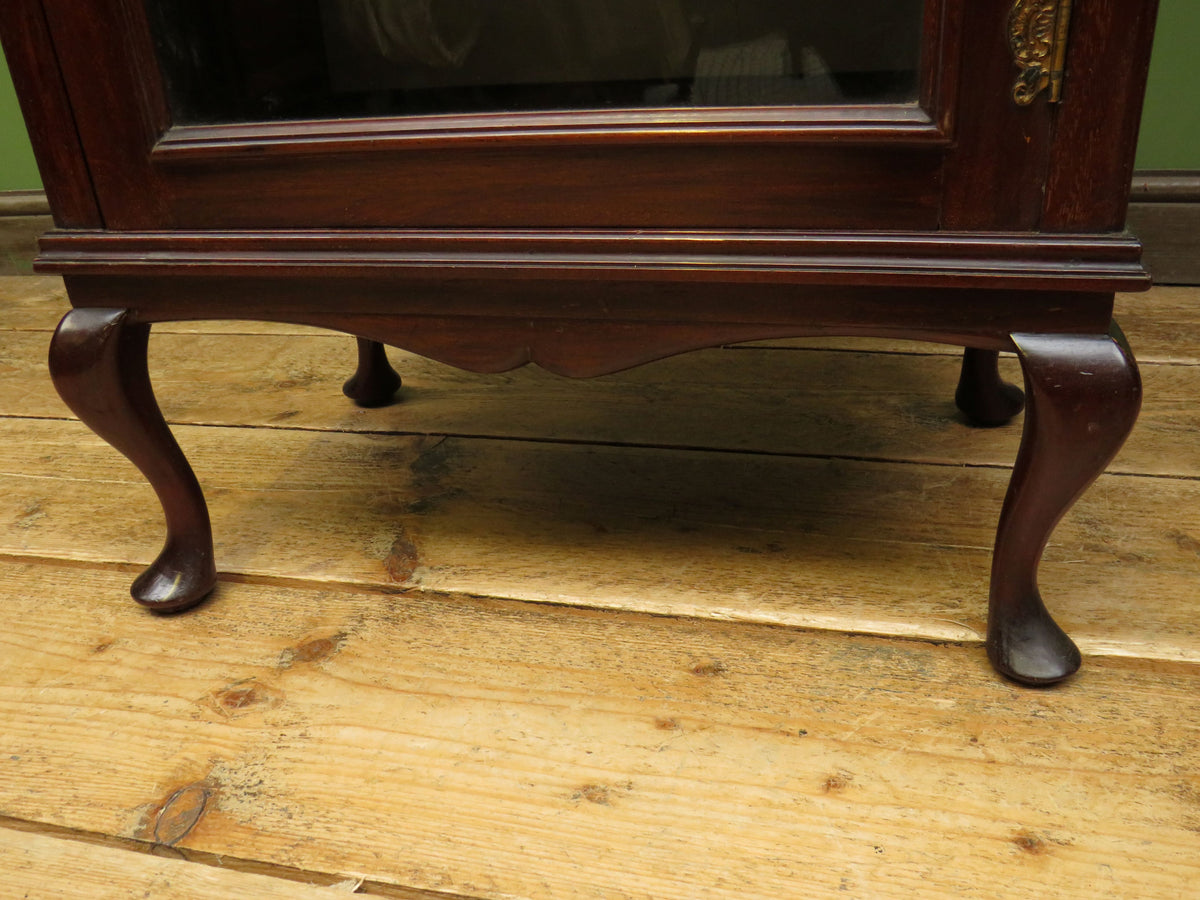 Antique Edwardian Mahogany Glazed Display Cabinet Bookcase with hand-painted flower decoration