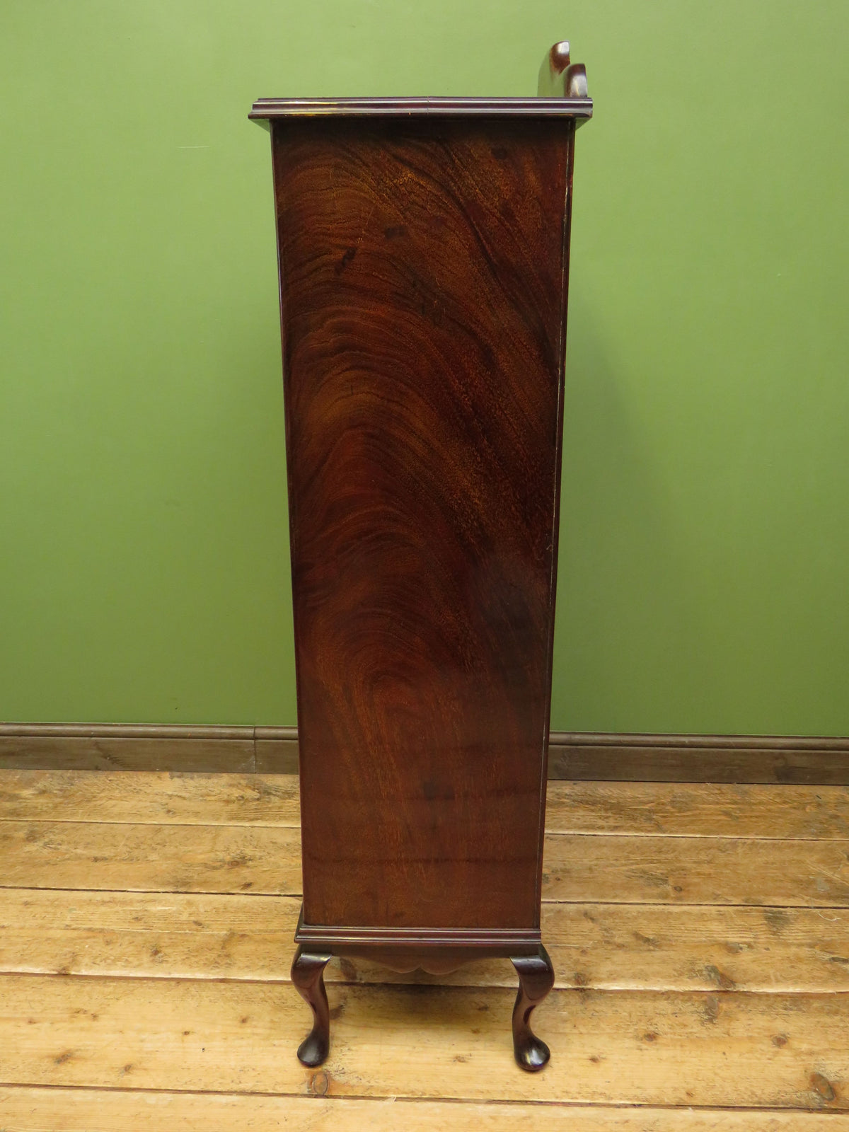 Antique Edwardian Mahogany Glazed Display Cabinet Bookcase with hand-painted flower decoration