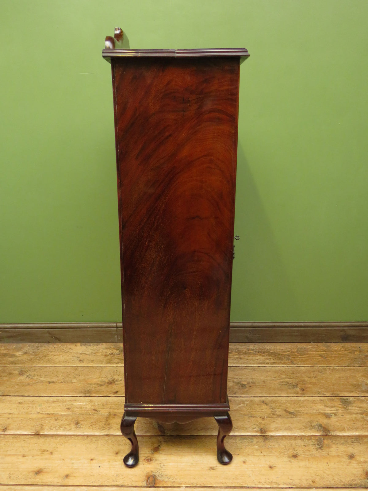Antique Edwardian Mahogany Glazed Display Cabinet Bookcase with hand-painted flower decoration