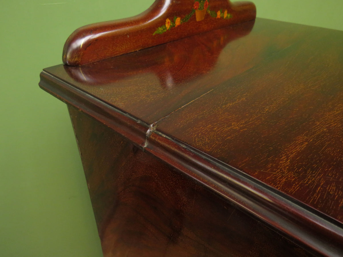 Antique Edwardian Mahogany Glazed Display Cabinet Bookcase with hand-painted flower decoration