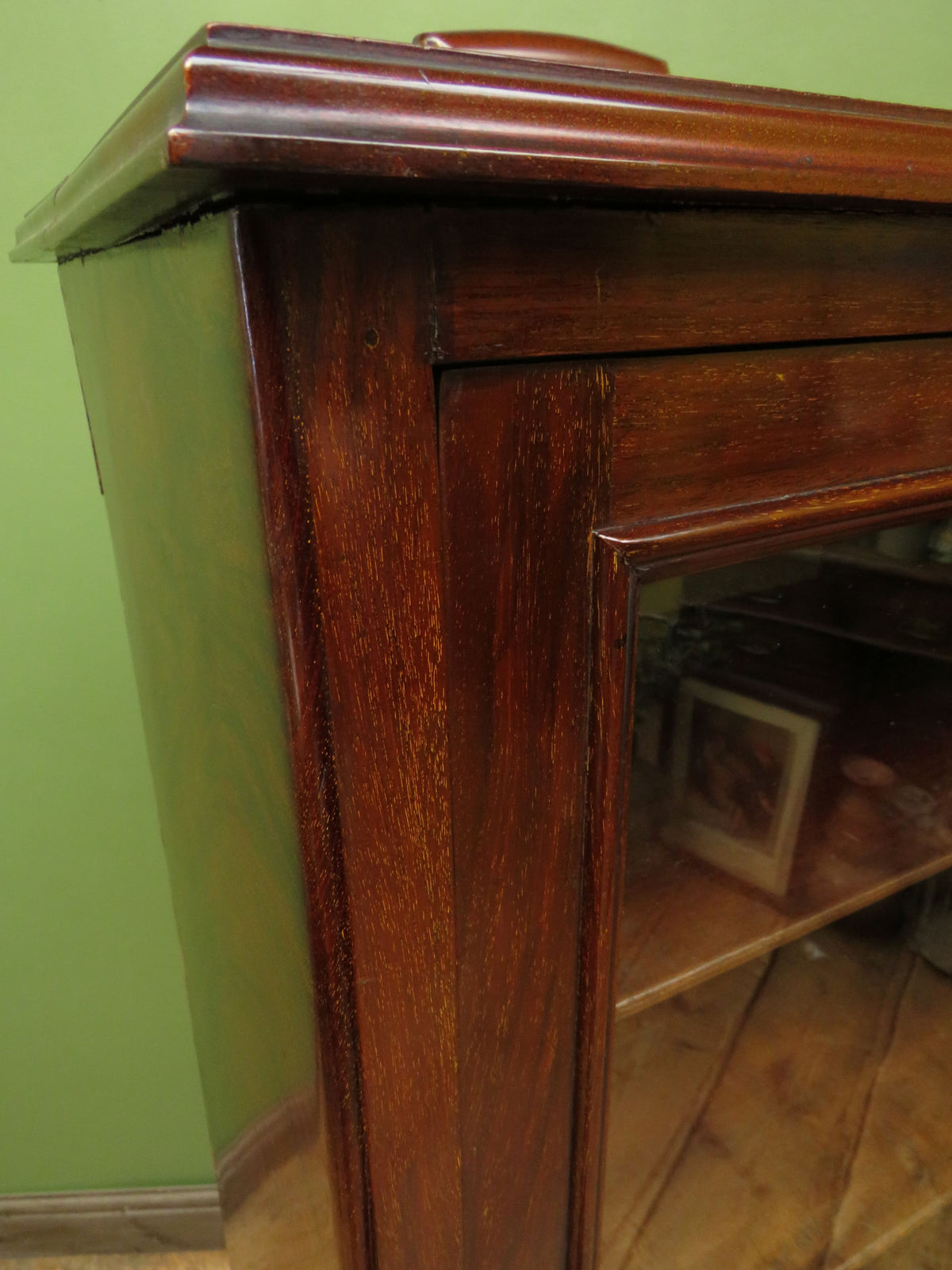 Antique Edwardian Mahogany Glazed Display Cabinet Bookcase with hand-painted flower decoration