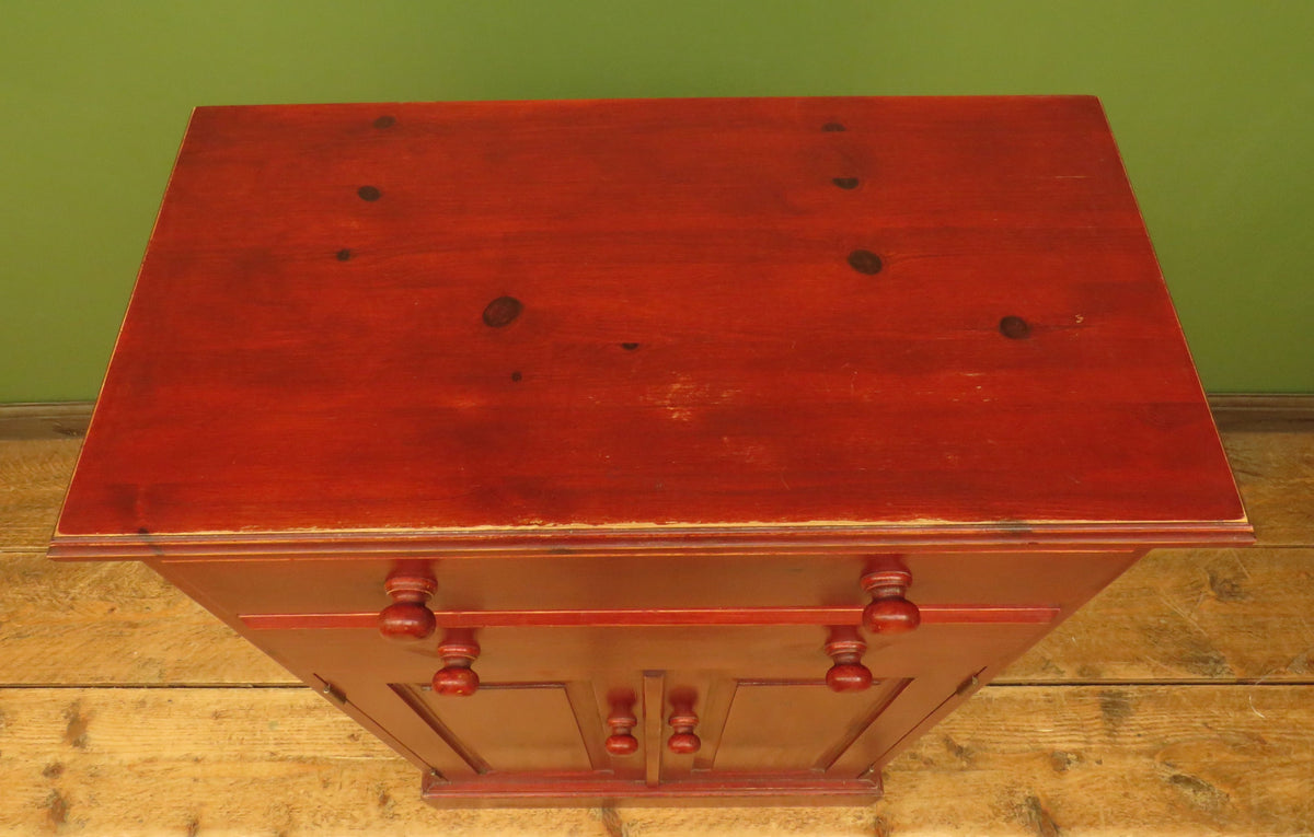 Small Red Pine Cabinet, Hallway, Kitchen or Bathroom Storage